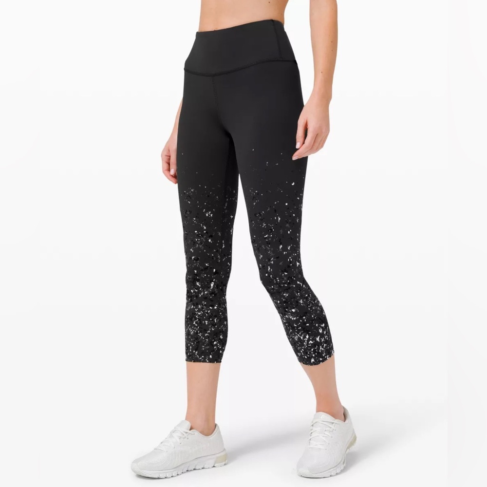 Lululemon Wunder Under Black/Silver Splatter Leggings Size 2